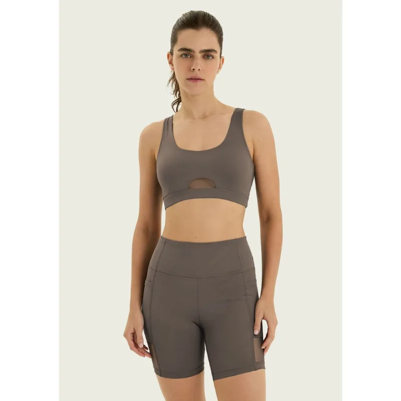 Bermuda Esportiva Feminina Elastizada - Marrom G