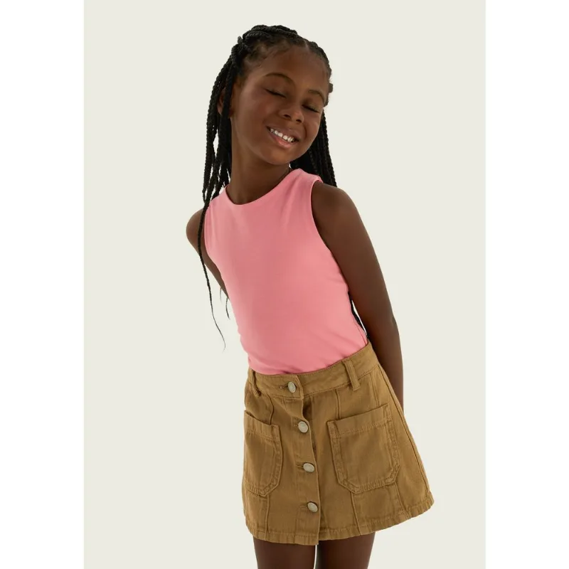 Body Infantil Menina Alças Médias - Rosa 014