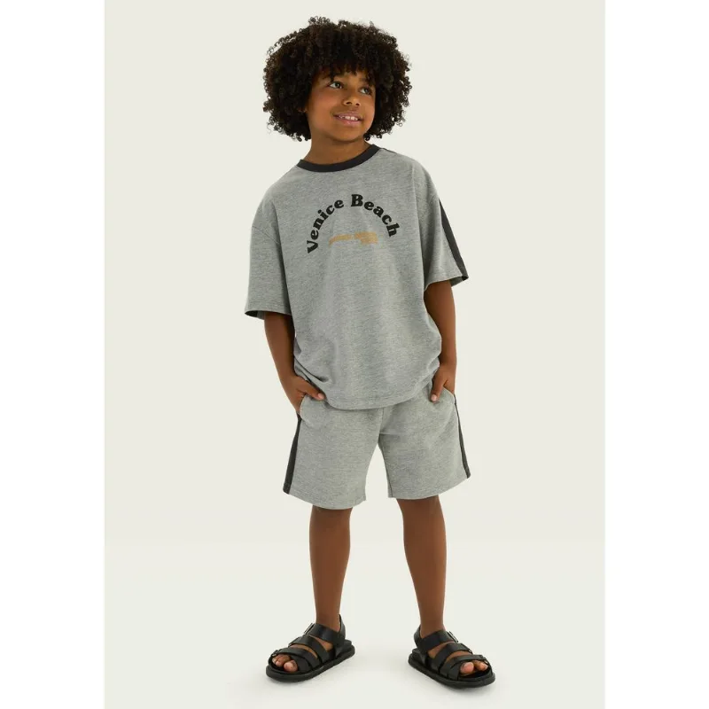 Bermuda 1880 Infantil Menino Com Patch - Cinza 002
