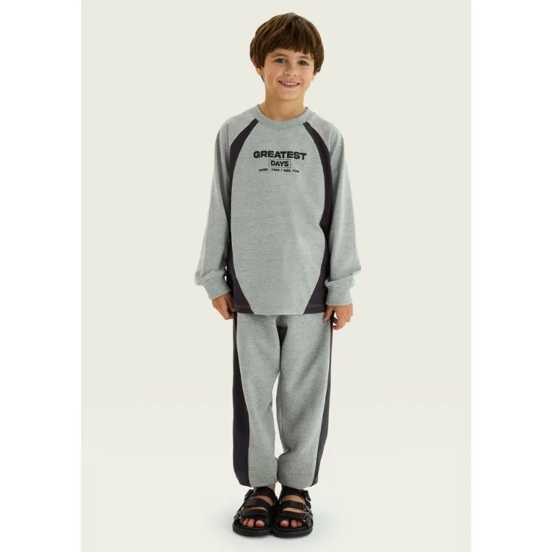 Calça Infantil Menino Moletom Jogger - Cinza 016