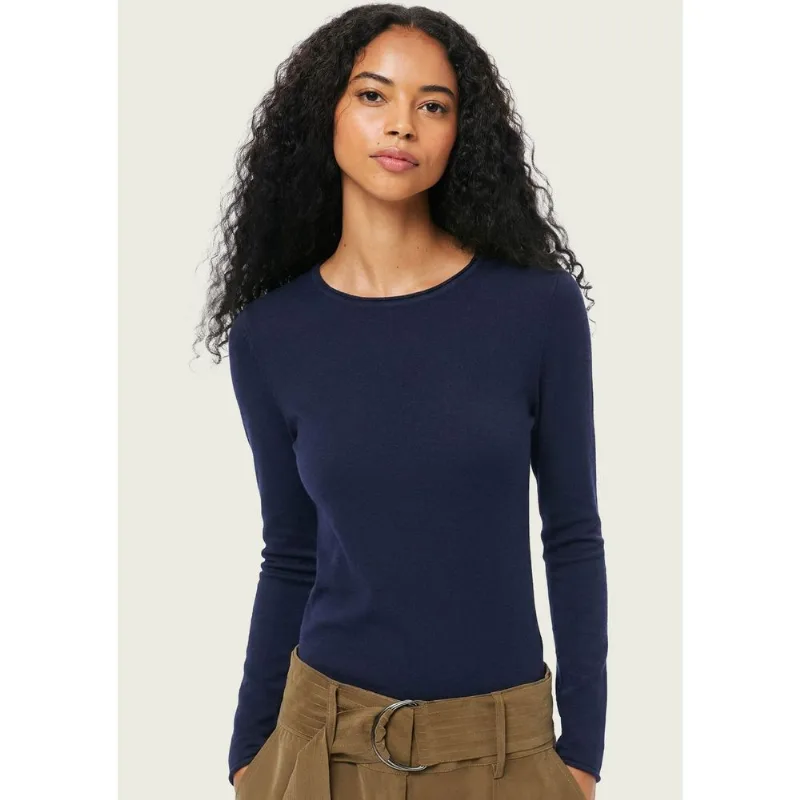 Blusa Feminina Manga Longa Slim Em Tricô Leve - Azul P