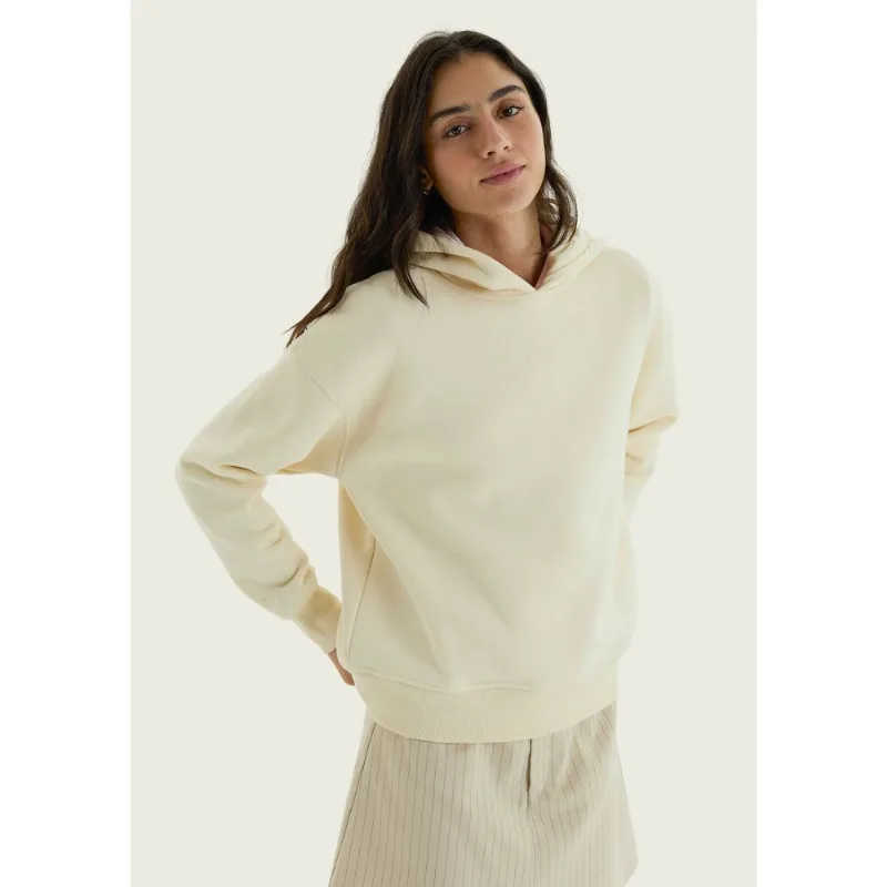 Blusão Feminino Moletom Com Capuz - Creme M