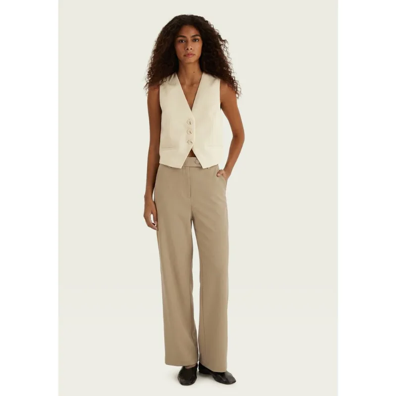 Calça Feminina Alfaiataria Em Peach touch - Bege 038