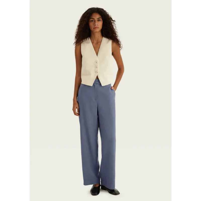 Calça Feminina Alfaiataria Em Peach touch - Azul 044