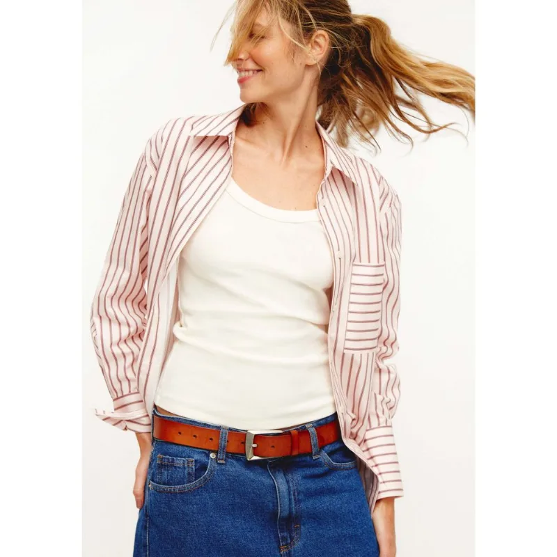 Camisa Feminina Fio Tinto Oversized - Rosa P