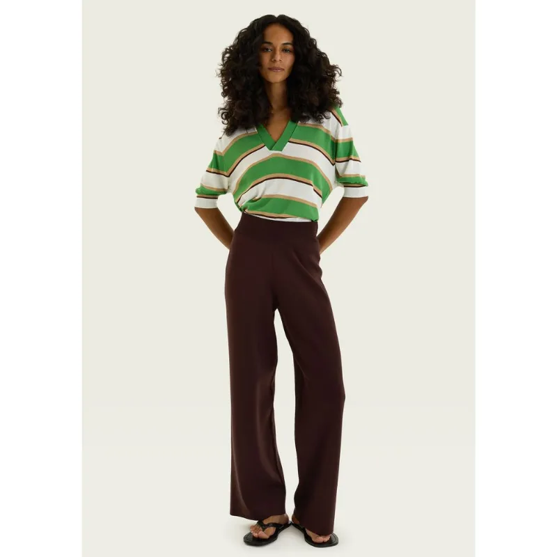 Calça Feminina Reta Em Tricô - Marrom P