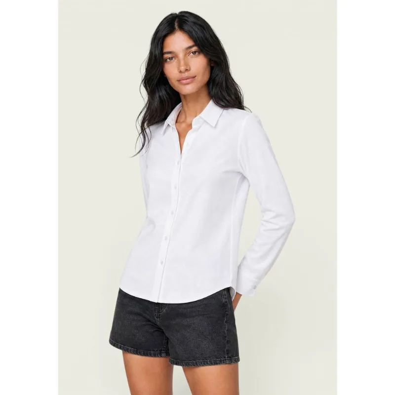 Camisa Feminina Manga Longa Com Pence Costas - Branco XG