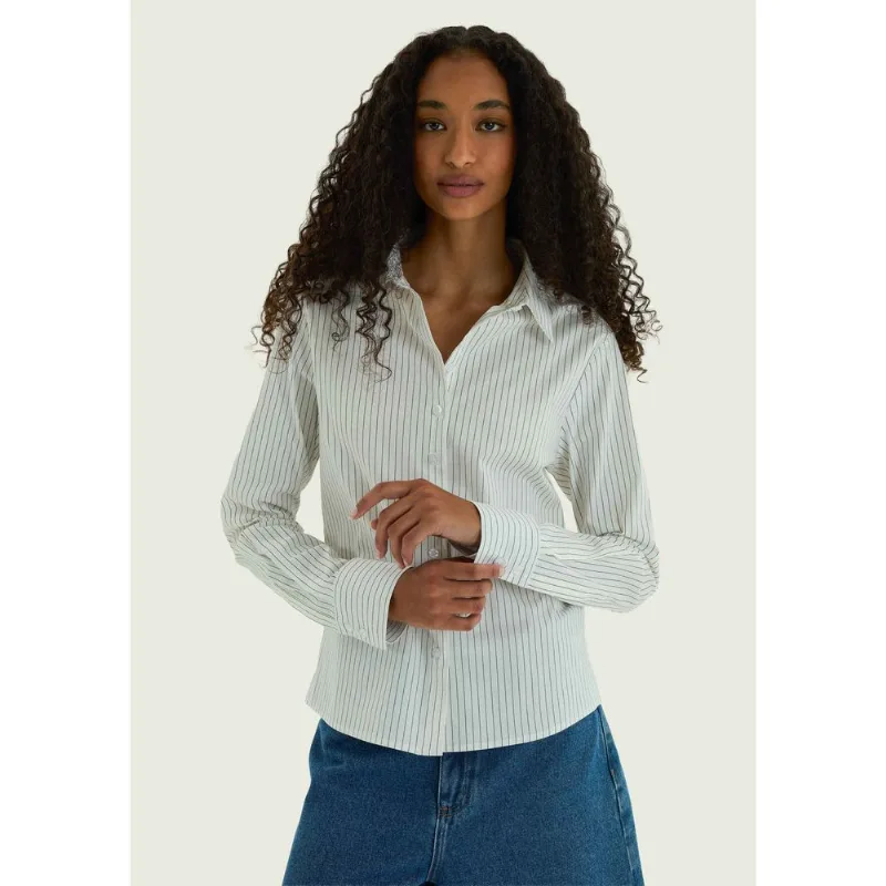 Camisa Feminina Manga Longa Listrada - Off white M