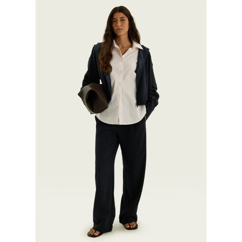 Calça Feminina Slouchy Listrada Com Amarração - Azul M