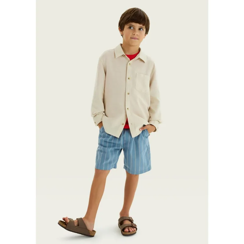 Bermuda Infantil Menino Reta Em Algodão - Off white 004