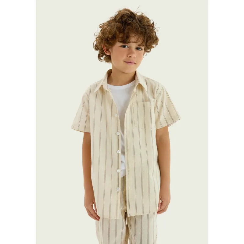 Camisa Infantil Menino Fio Tinto Listrada - Off white 014
