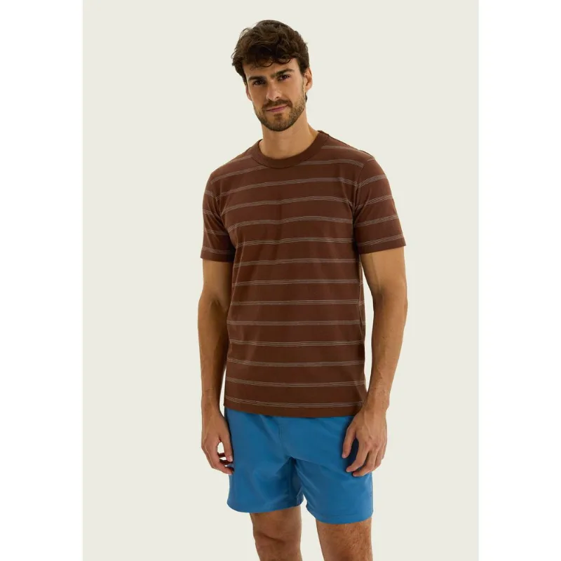 Camiseta Masculina Manga Curta Listrada - Marrom M