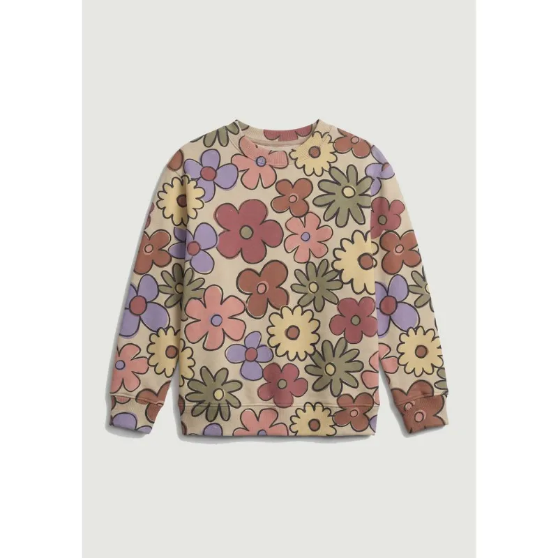 Blusão Infantil Menina Oversized Em Moletom Estampado - Creme 010