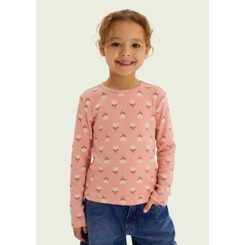 Blusa Infantil Menina Manga Longa Em Ribana - Rosa 016