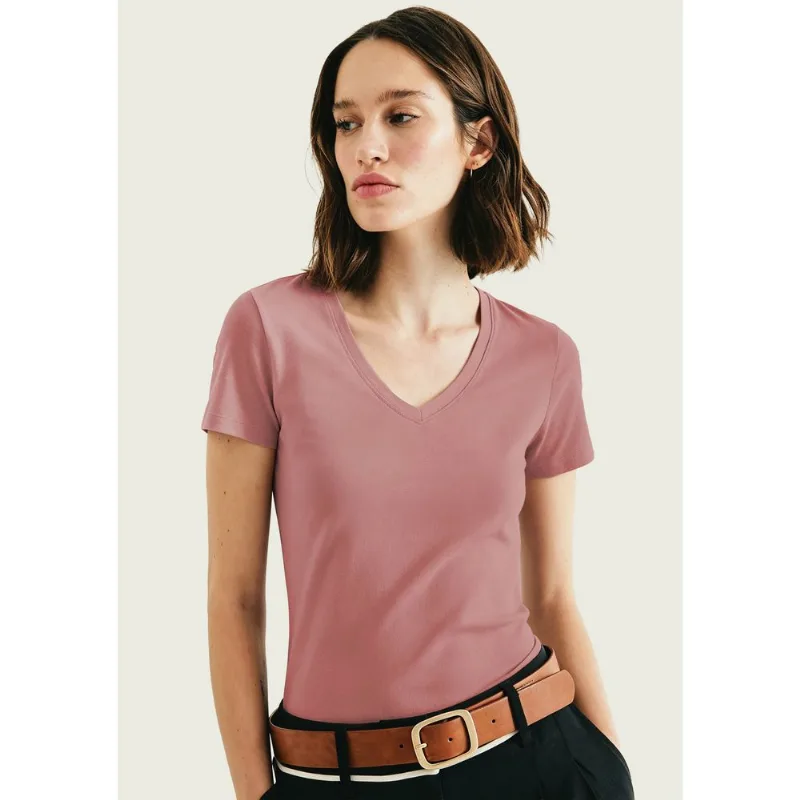 Blusa Básica Feminina Slim Decote V - Rosa XXG