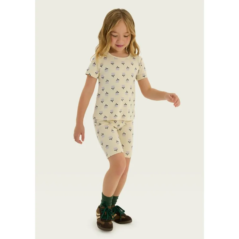 Bermuda Infantil Menina Ciclista Estampada - Creme 004