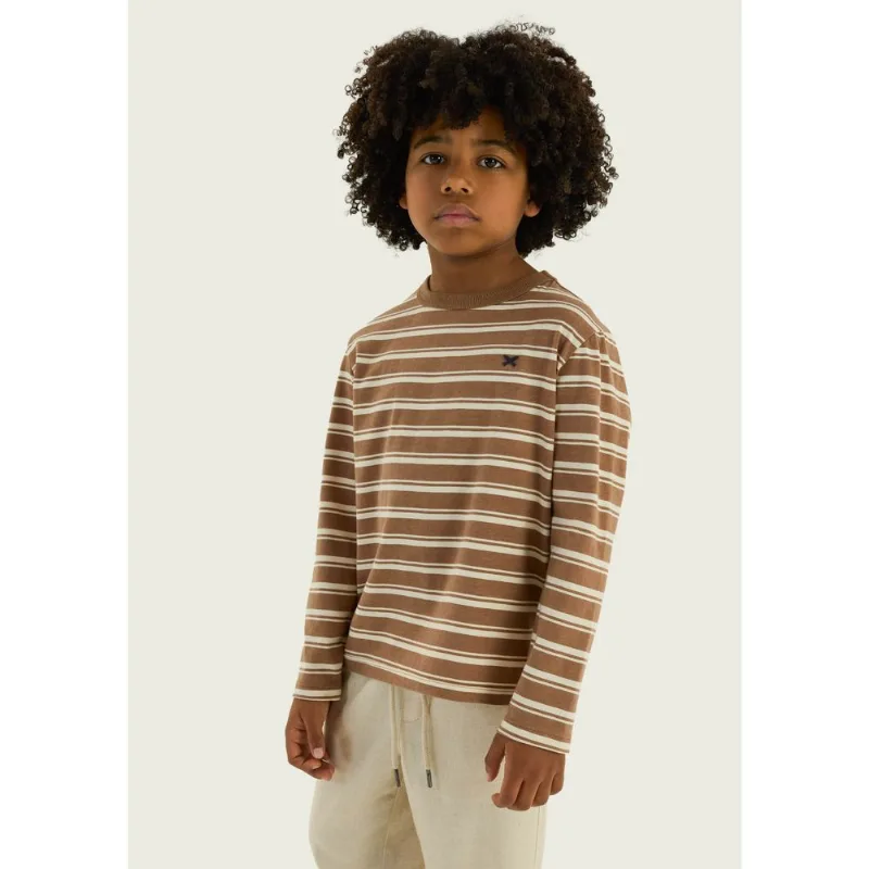 Camiseta Infantil Menino Manga Longa Estampada - Bege 016