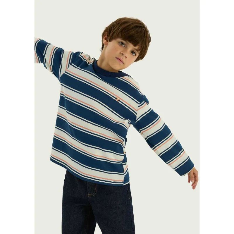 Camiseta Infantil Menino Manga Longa Estampada - Azul 010