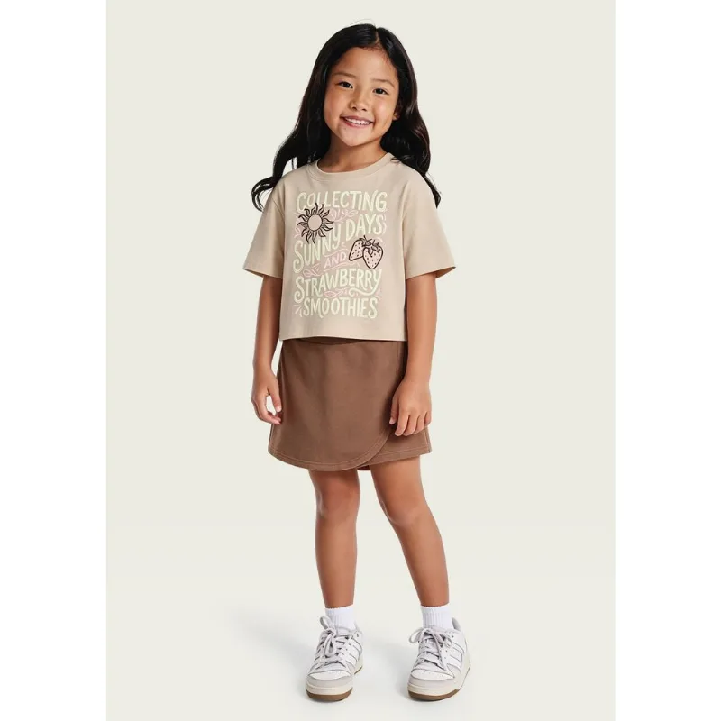 Conjunto Infantil Menina Com Shorts Saia - Nude 004