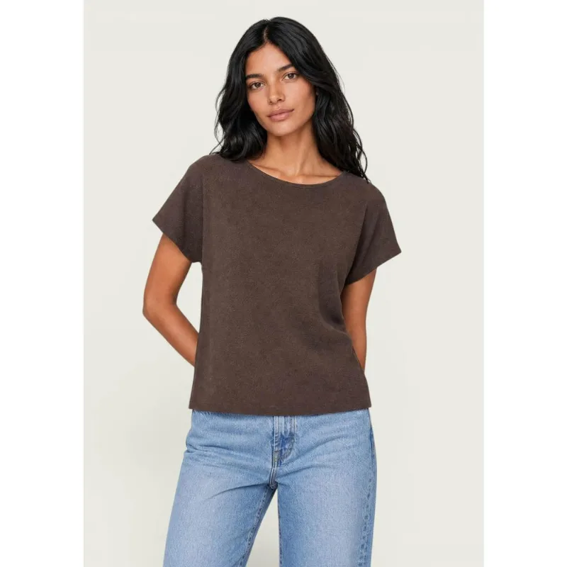 Blusa Feminina Manga Curta Texturizada - Marrom P