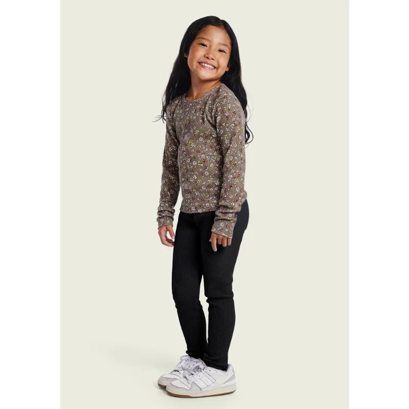Calça Legging Infantil Menina Em Ribana Canelada - Preto 006
