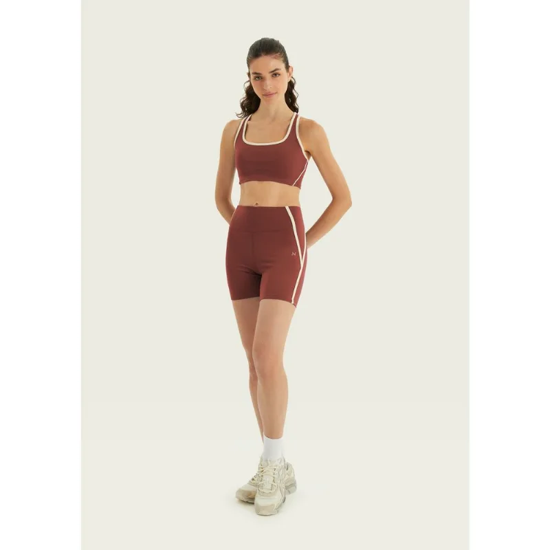 Bermuda Esportiva Feminina Bicolor Corte à Laser - Terracota M