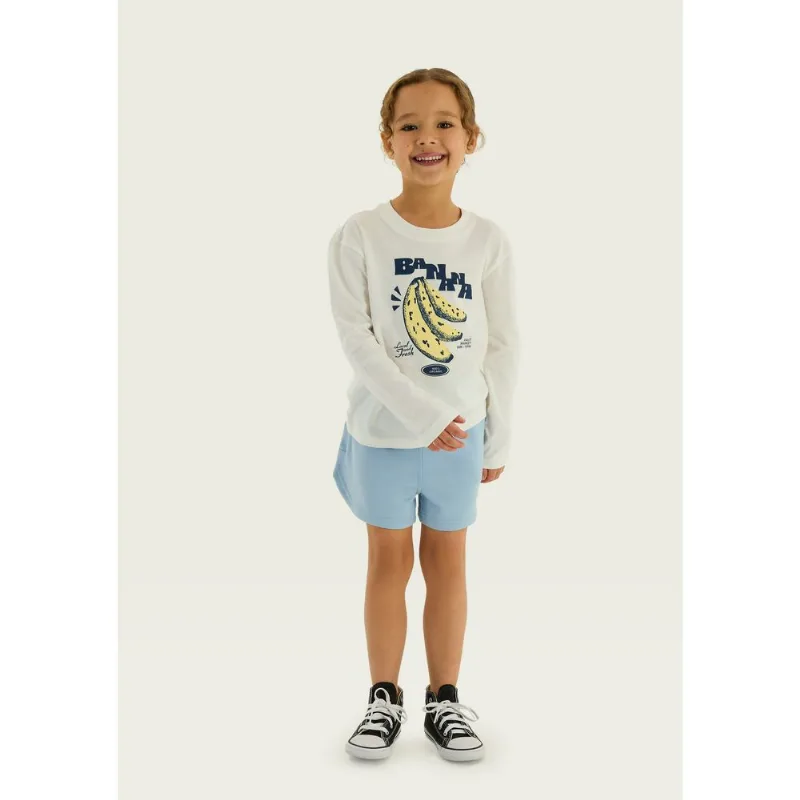Blusa Infantil Menina Manga Longa Com Estampa - Off white 016