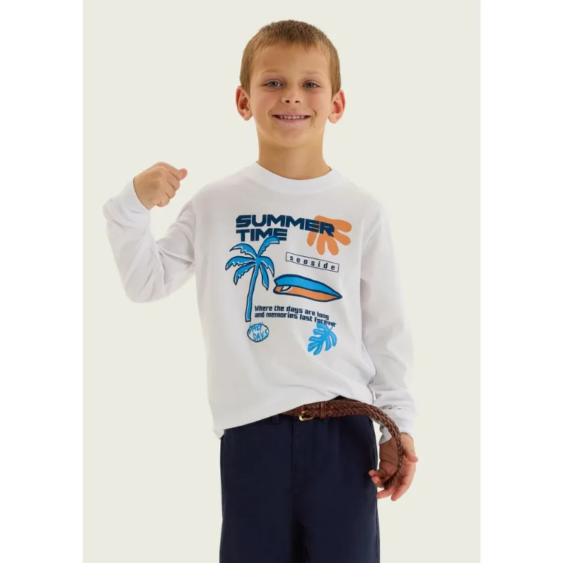 Camiseta Infantil Menino Manga Longa Com Estampa Hering Kids - Branco 006