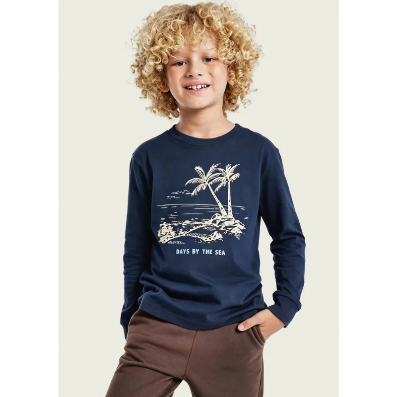 Camiseta Infantil Menino Manga Longa Com Estampa Hering Kids - Azul 006