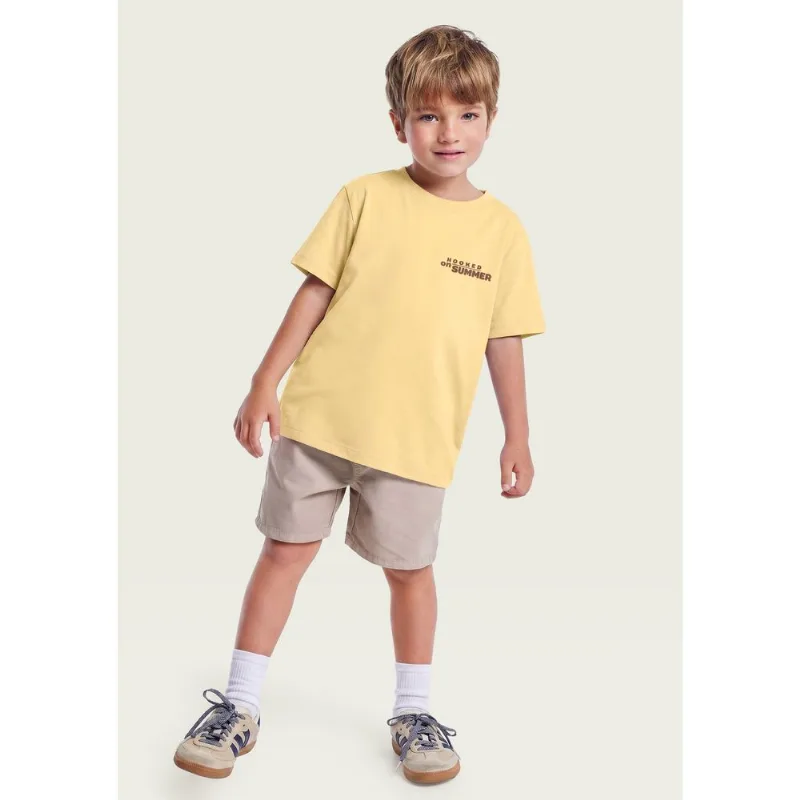 Camiseta Infantil Menino Regular Estampada - Amarelo 014