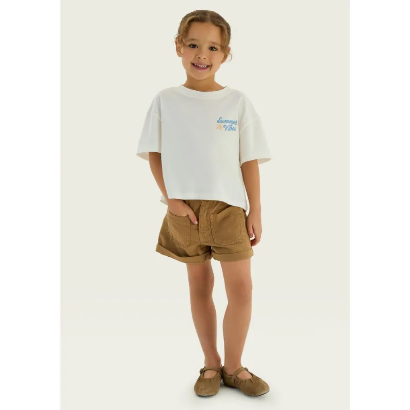 Blusa Infantil Menina Box Com Estampa Frente E Costas - Off white 006