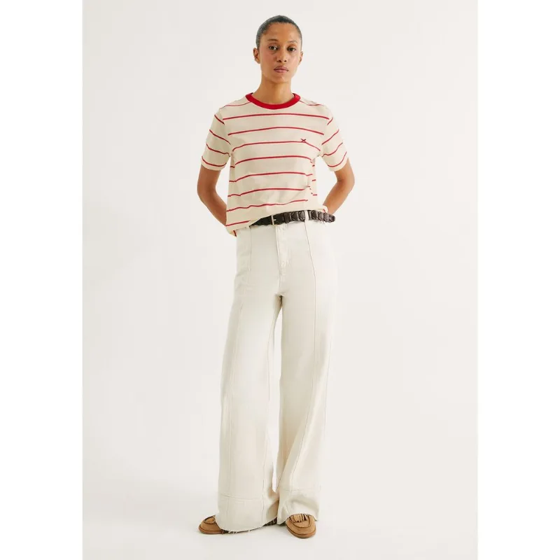 Calça Feminina Wide Leg Cintura Alta - Off white 040