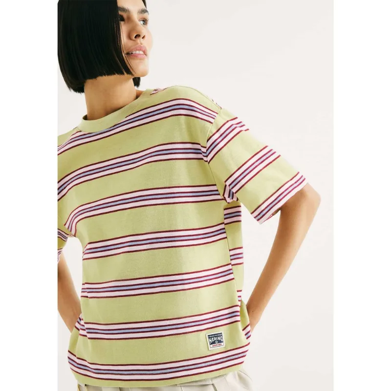 Camiseta Feminina Box Listrada - Verde XG