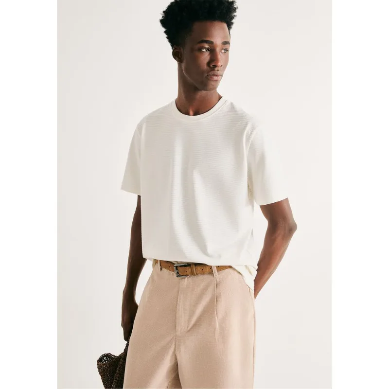 Camiseta Masculina Regular Texturizada - Off white M