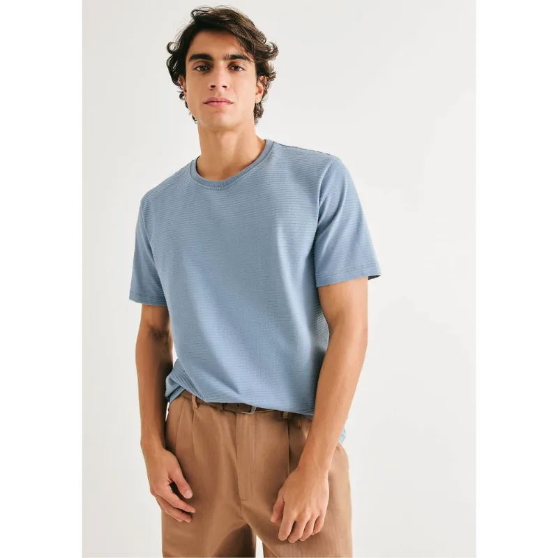 Camiseta Masculina Regular Texturizada - Azul M
