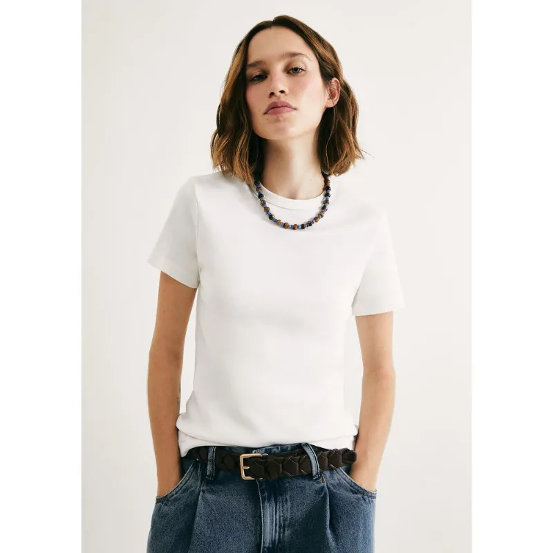 Camiseta Feminina Slim Em Algodão - Off white M