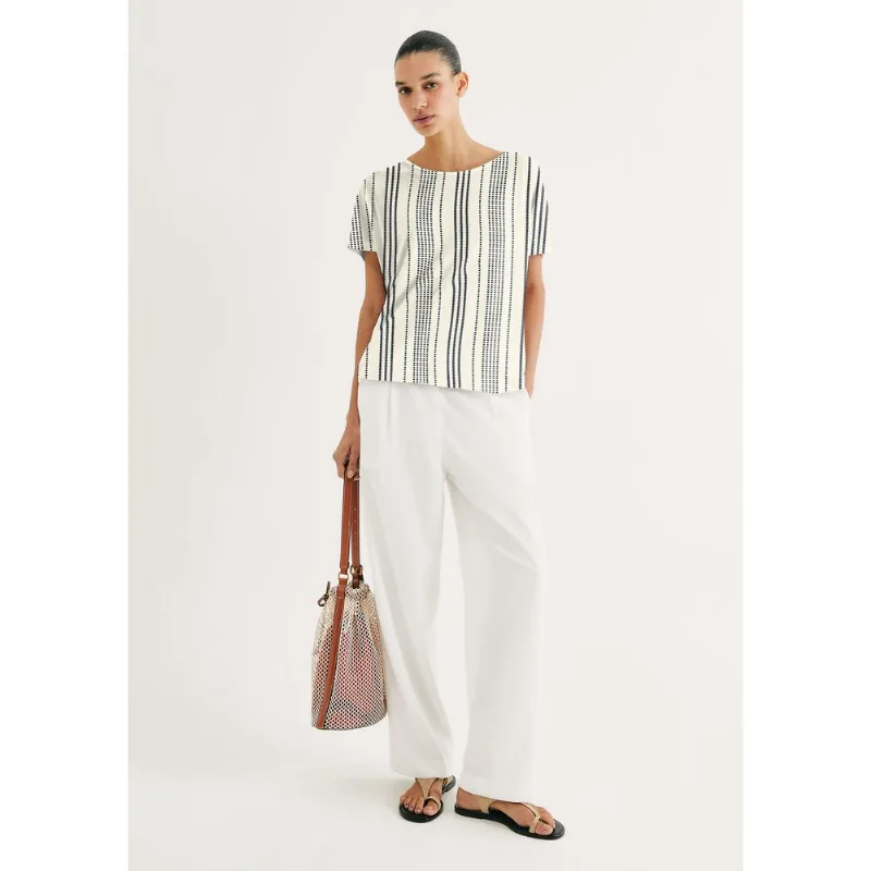 Blusa Feminina Manga Curta Estampada - Off white XP