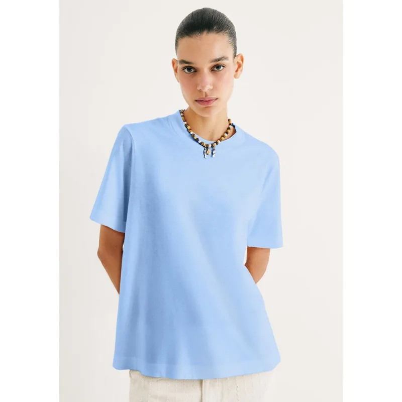 Camiseta Básica Feminina Estonada Soft - Azul P