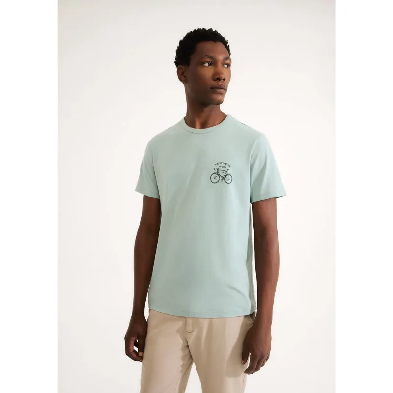 Camiseta Masculina Slim Estampada - Azul XG