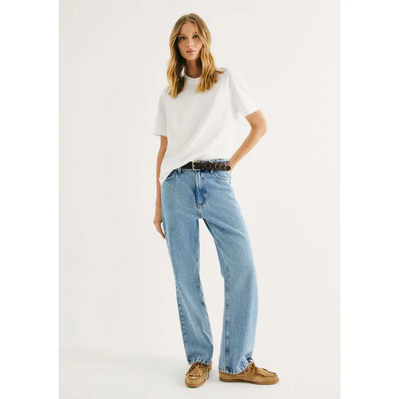 Calça Jeans Feminina Wide Leg Cintura Média - Azul 038
