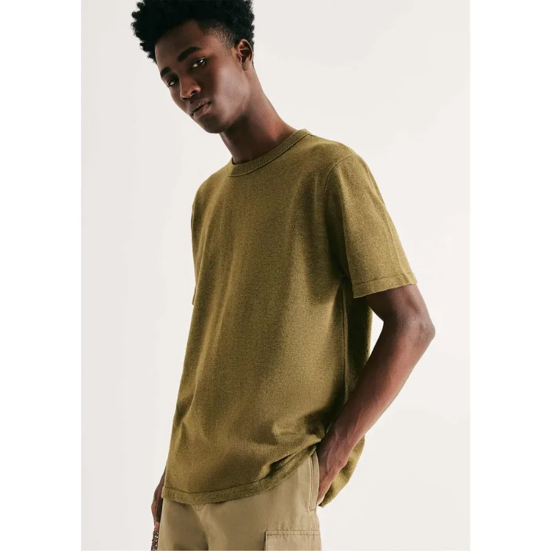 Camiseta Masculina Manga Curta Em Tricô - Verde M