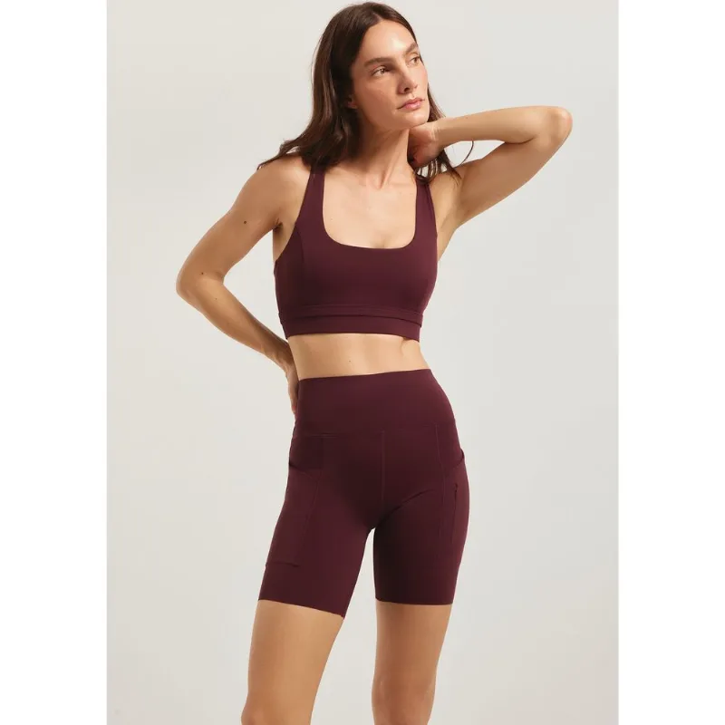 Bermuda Ciclista Feminina 6 Bolsos Com Corte A Laser - Vinho G