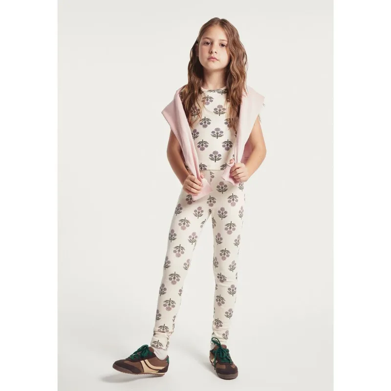 Calça Legging Infantil Menina Estampada - Off white 008