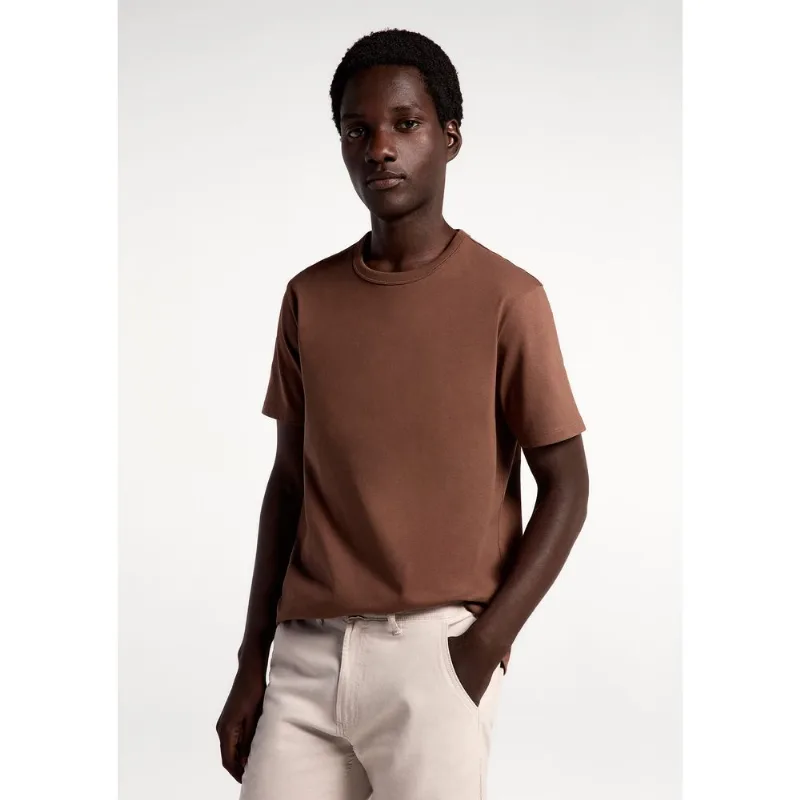 Camiseta Básica Masculina Areia Em Algodão Peruano - Marrom XXG