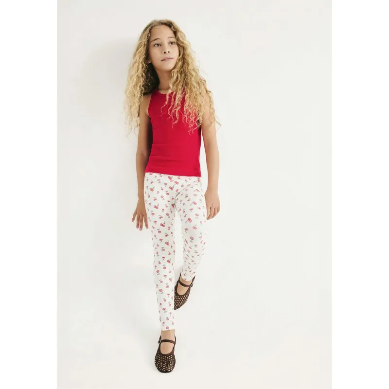 Calça Legging Infantil Menina Estampada Em Ribana - Off white 006