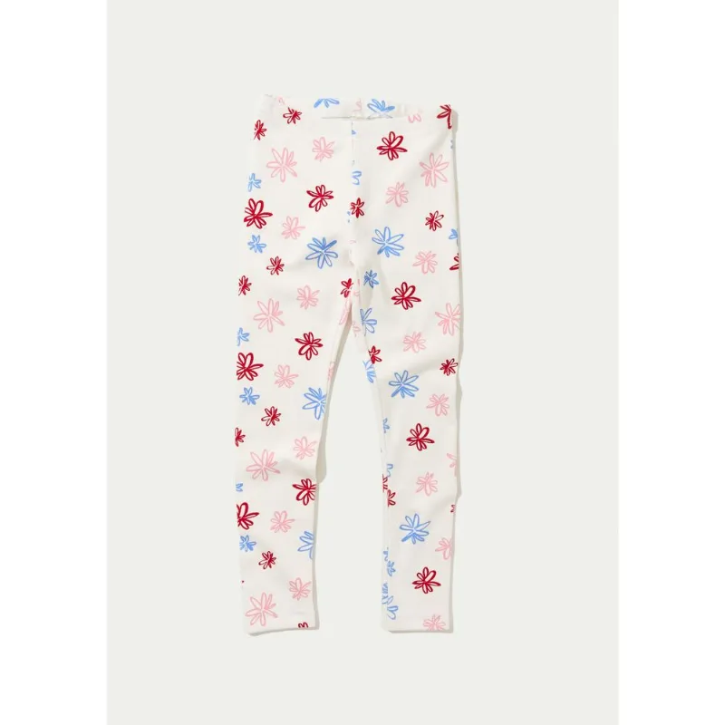 Calça Legging Infantil Menina Estampada Em Ribana - Off white 012