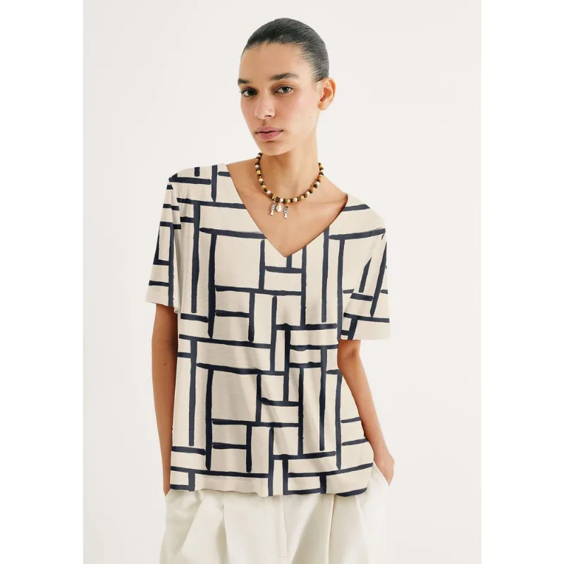 Blusa Feminina Em Viscose Estampada - Off white XP