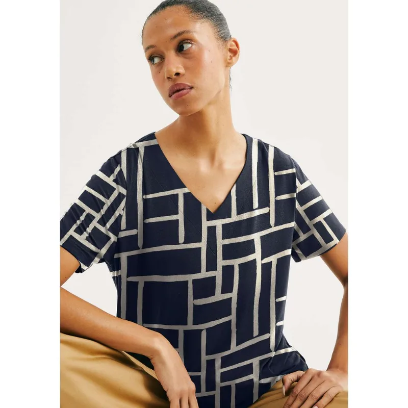 Blusa Feminina Em Viscose Estampada - Azul M