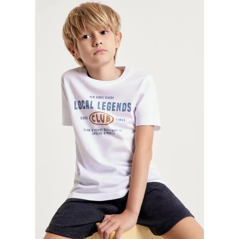 Camiseta Infantil Menino Manga Curta Com Estampa - Branco 008