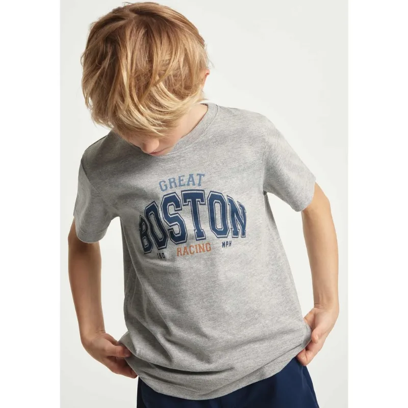 Camiseta Infantil Menino Manga Curta Com Estampa - Cinza 006